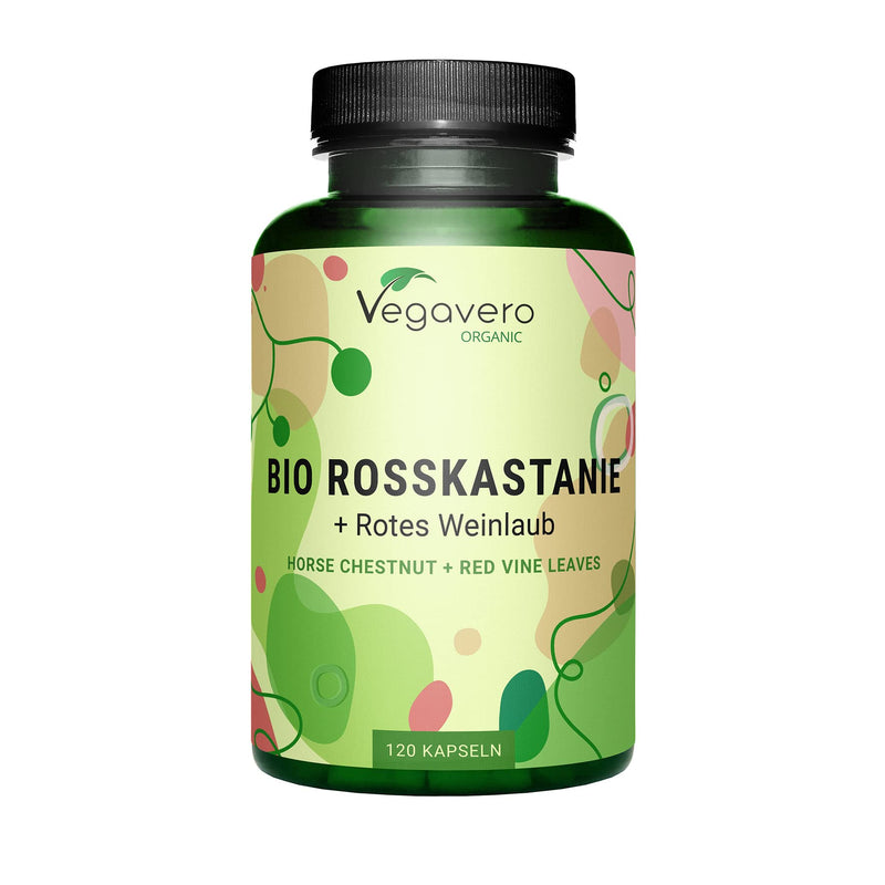 Horse Chestnut Extract Capsules Vegavero | 100% Organic | 800 Mg Extract With Grape Leaves & Natural Vitamin C | 120 Capsules | Aescin & Polyphenols | Veins Capsules | Vegan & Without Additives - NewNest Australia
