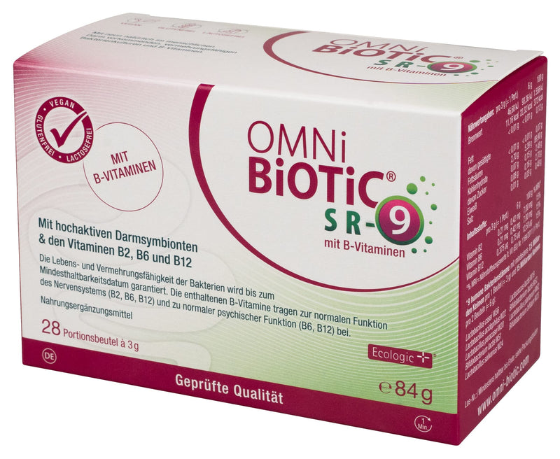 OMNi BiOTiC SR-9 with B vitamins | 28 servings (84g) | 9 bacterial strains | 15 billion germs per daily dose | powder| Vegan | Gluten free | Lactose free | For daily use - NewNest Australia