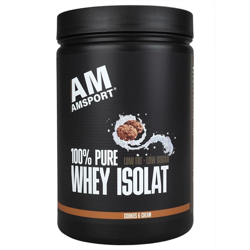 Amsport High Premium Whey Protein, Cookies & Cream, 700 G, High-Quality Protein Powder With Low Sugar And Low Fat, Protein Powder For Muscle Building And Muscle Preservation, Whey Isolate - NewNest Australia