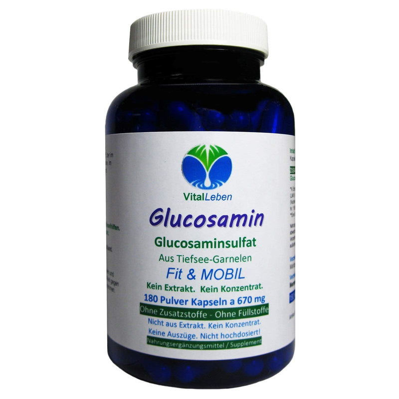 Fit & MOBIL GLUCOSAMINE Glucosamine sulfate - 180 powder capsules - HIGHLY EFFECTIVE from deep sea crabs - No tablets - No concentrate - Not in high doses - Without ADDITIVES. 26500-180 - NewNest Australia
