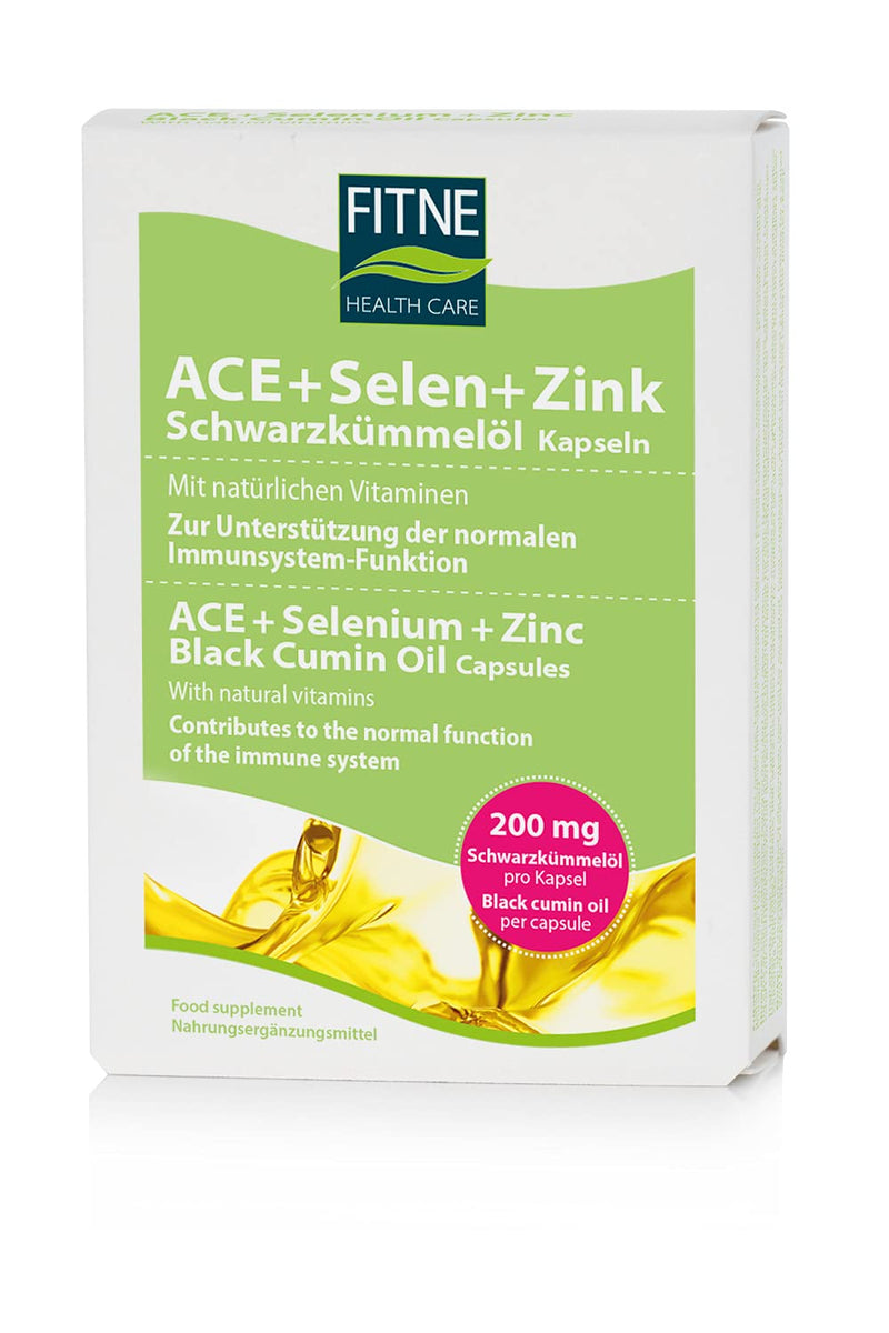 FITNE ACE + Selenium + Zinc Black Cumin Oil Capsules, with natural vitamins, to support the immune system and cells, for more vitality (60 capsules) - NewNest Australia