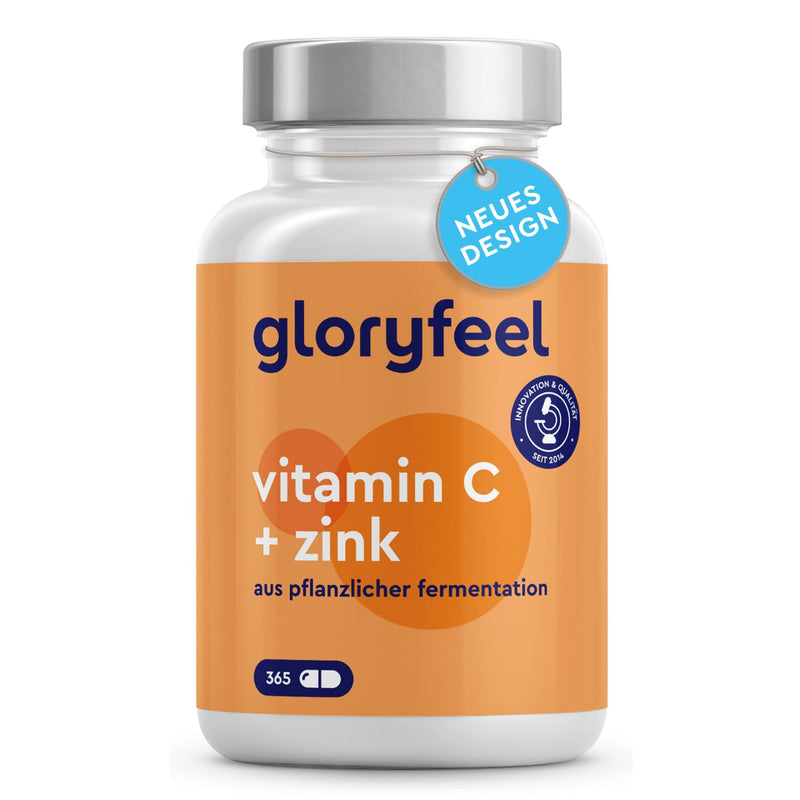 Vitamin C + Zinc - 365 Vegan Capsules - 1000 Mg Buffered Vegetable Vitamin C (Acid-Free And Stomach Friendly) Plus 20 Mg Zinc Per Daily Dose - Laboratory Tested Without Additives Made In Germany. - NewNest Australia