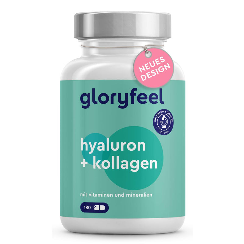 Hyaluronic Acid + Collagen, 180 Capsules, Premium Skin & Hair Complex, Plus Vitamin C From Acerola, Biotin, Selenium, Zinc & Bamboo Extract, Laboratory Tested In Germany - NewNest Australia