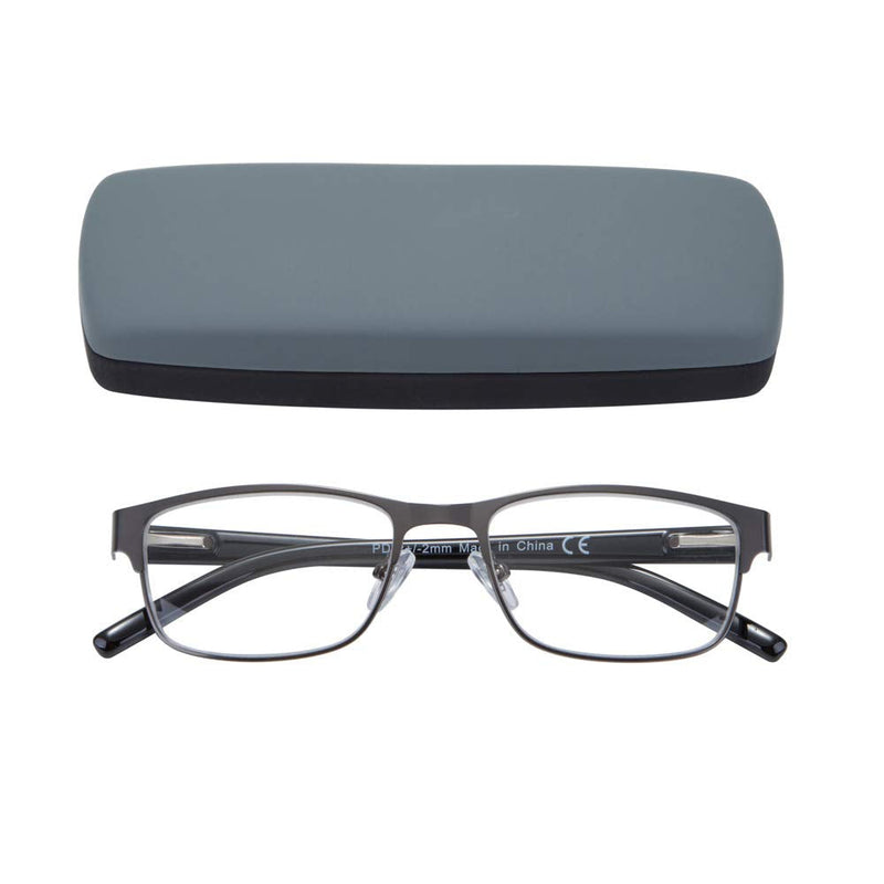EYEGUARD Men's Rectangular Lightweight Metal Reading Glasses (Grey, 2.00) Gray 2.0 x - NewNest Australia