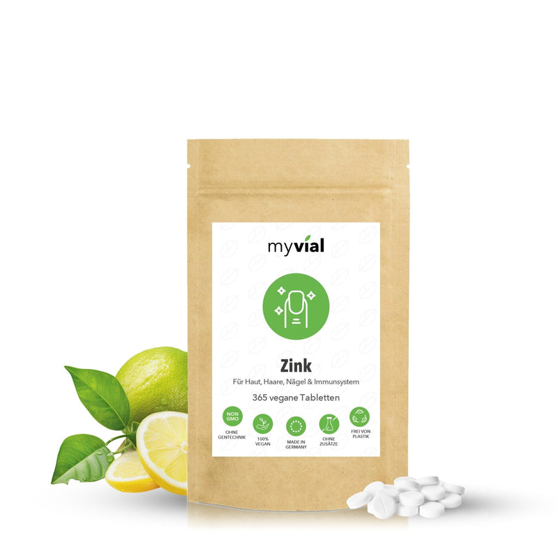 myvial® zinc tablets 25 mg high dosage 365 pieces vegan without additives plastic-free packaged - dietary supplement with zinc bisglycinate - NewNest Australia