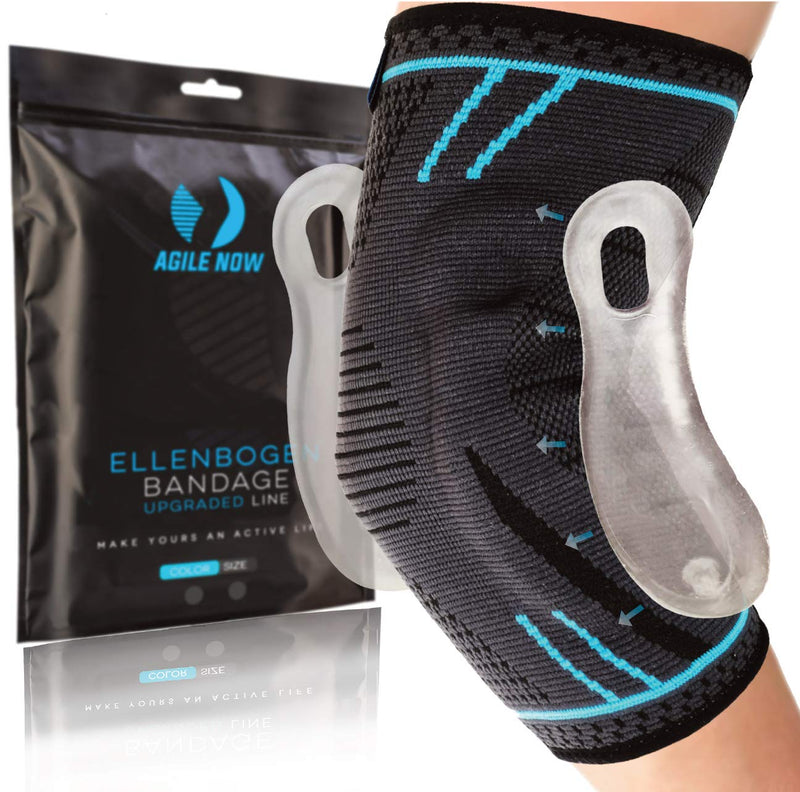 Agile Now Upgraded Elbow Support Stabilises & Protects Joints - Non-Slip Tennis Elbow Bandage With Curved Gel Pads - Suitable For All Sports Such As Tennis, Weightlifting & Golf (Xl, Blue) - NewNest Australia