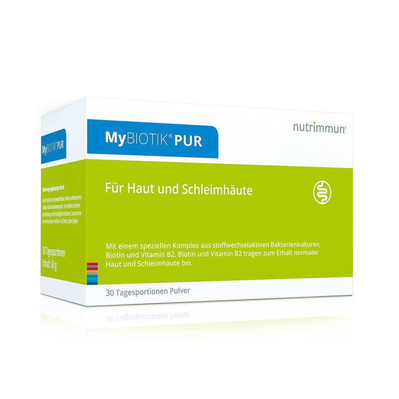 nutrimmun MyBIOTIK® PUR (30 x 2 g) powder - dietary supplement with a special complex of metabolically active bacterial cultures, biotin and vitamin B2 - for skin and mucous membranes 30 portions (pack of 1) - NewNest Australia