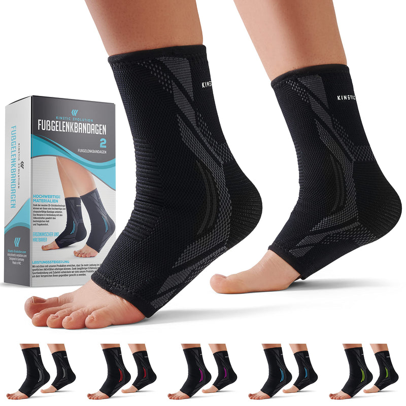 KINETIC EVOLUTION 2 pieces foot bandage for men and women, ankle bandage, supports the ankle, sports ankle bandage for right and left M black - NewNest Australia