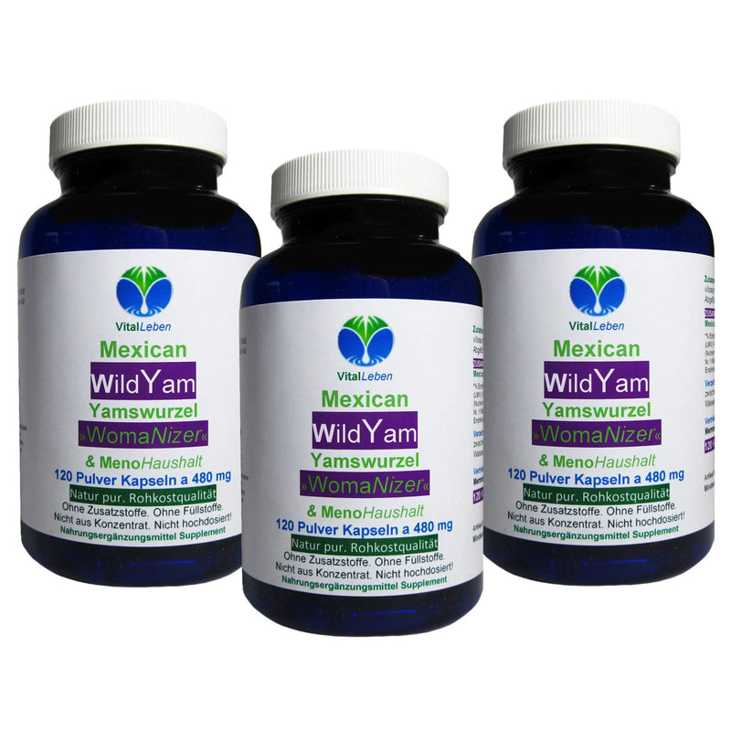 Yam MEXICAN WILD YAM 360 (3x120) capsules for menopause, menstruation, hormonal balance, mood swings - pure NATURE. Not in high doses! Without additives. 26920-3 120 pieces (pack of 3) - NewNest Australia