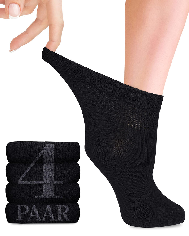 Diabetic Bamboo Socks with Lycra for Women: Ankle High; for business and leisure; suitable for pregnant women and seniors; 4 pairs 39-42 black - NewNest Australia