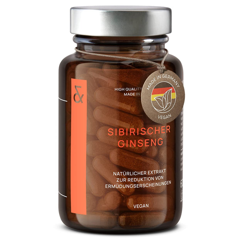 Siberian Ginseng - 900Mg Taiga Root Powder Per Daily Dose - Eleuthero Eleutherococcus - Adaptogen - Exhaustion, Fatigue, Concentration - 60 Ginseng Capsules Vegan 1 - NewNest Australia
