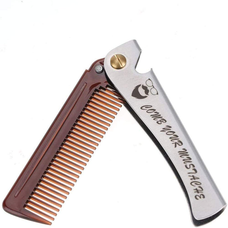 Hair and beard comb, stainless steel comb, mustache shaping comb, pocket beard comb, for men, sliver - NewNest Australia