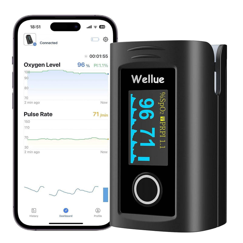 Viatom Bluetooth Pulse Oximeter Finger Oximeter With App And 12 Data Sets, Oxygen Saturation Meter Finger, Blood Oxygen Meter Finger For Heart Rate With Alarm, Free App - NewNest Australia
