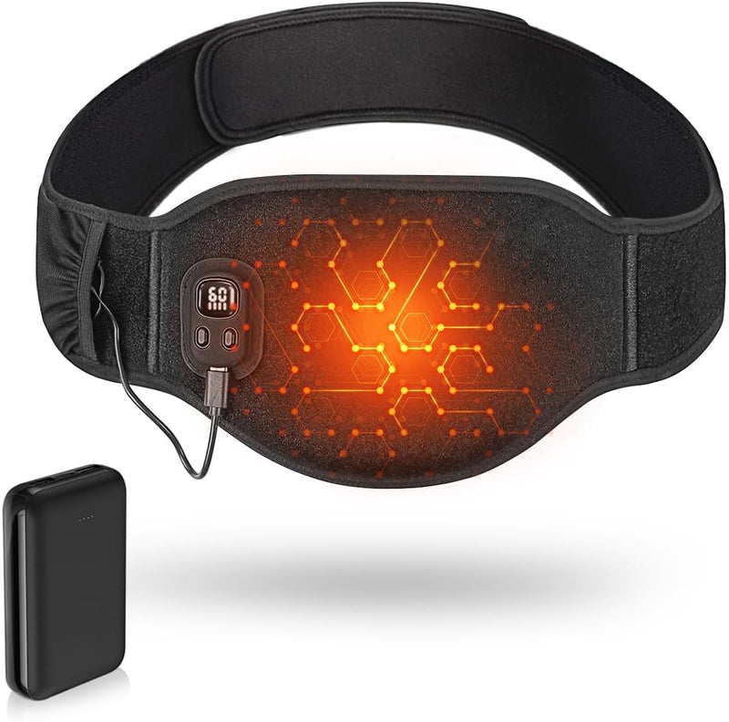 AROMA SEASON Flexible heat belt heating belt far infrared (FIR) to go with 6h battery for stomach/back/lumbar | Electric heating pad with automatic switch-off