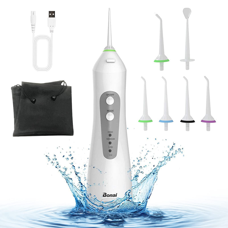 Bonai Oral Irrigator Tooth Cleaner With 3 Modes And 6 Nozzles, Electric Wireless Water Flosser, Ipx7 Waterproof, 200 Ml, Hidden Water Tank, Usb Rechargeable Oral Irrigator For Home, Travel - NewNest Australia