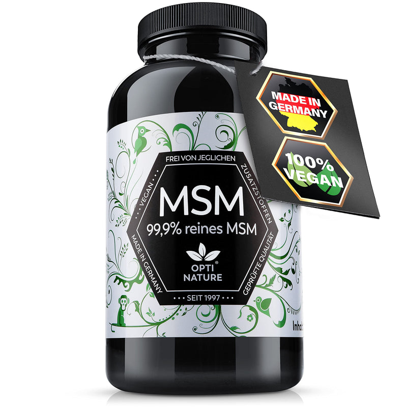 365-99.9% pure, high-dose & highly bioavailable MSM sulfur capsules | Vegan, made in Germany & certified | Since 1997 - OPTI NATURE - NewNest Australia