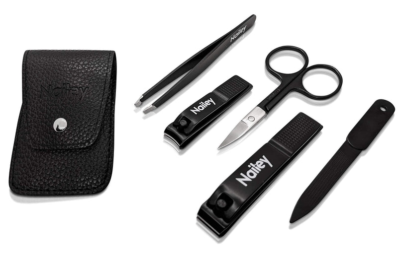 Professional Nail Clipper Set From Nailey For Men And Women Nail Set For Foot Or Fingernails | Nail Care Set In Leather Case | Manicure And Pedicure Set For Men & Women | Nail Cutter | New 2021 Black - NewNest Australia