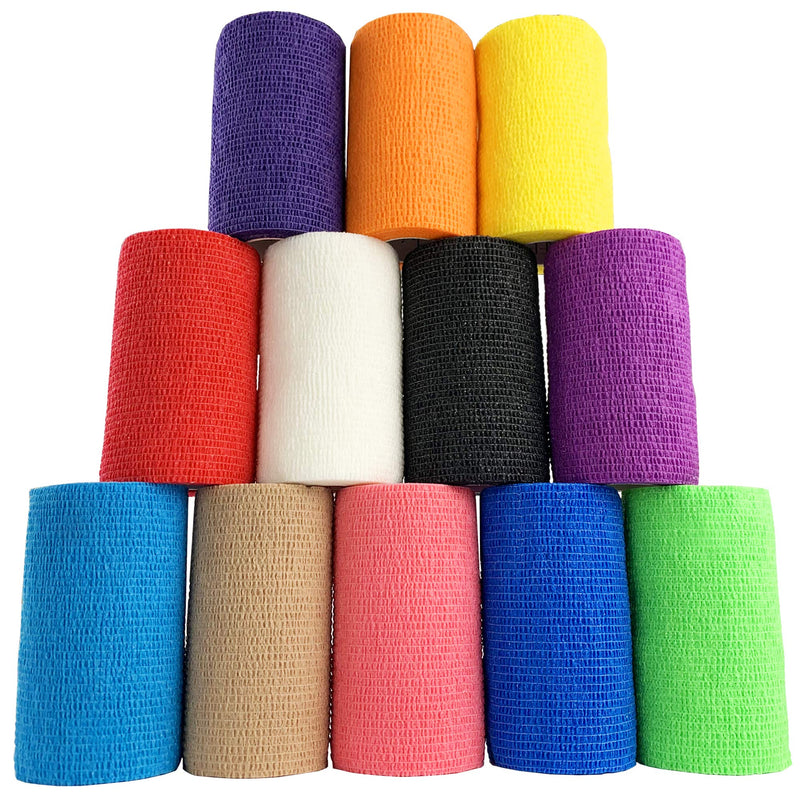 Inksafe Self Adhesive Cohesive Bandages Adhesive Bandage in Assorted Colors 10cm x 4.5m Box of 12 - NewNest Australia
