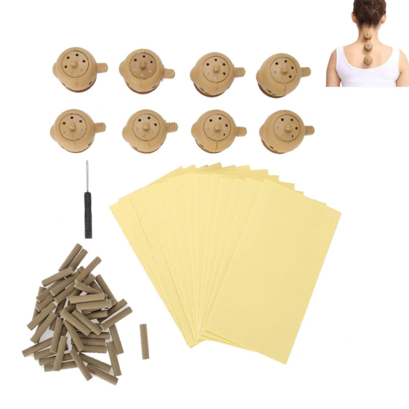 Smokeless Moxa Rolls, Moxa Stick Roll, Moxa Stick Kit 8 Pieces Self-Adhesive Design Moxibustion Box And 100 Pieces Moxa Sticks Without Burnt Skin For Arms Shoulder Belly Legs Back - NewNest Australia