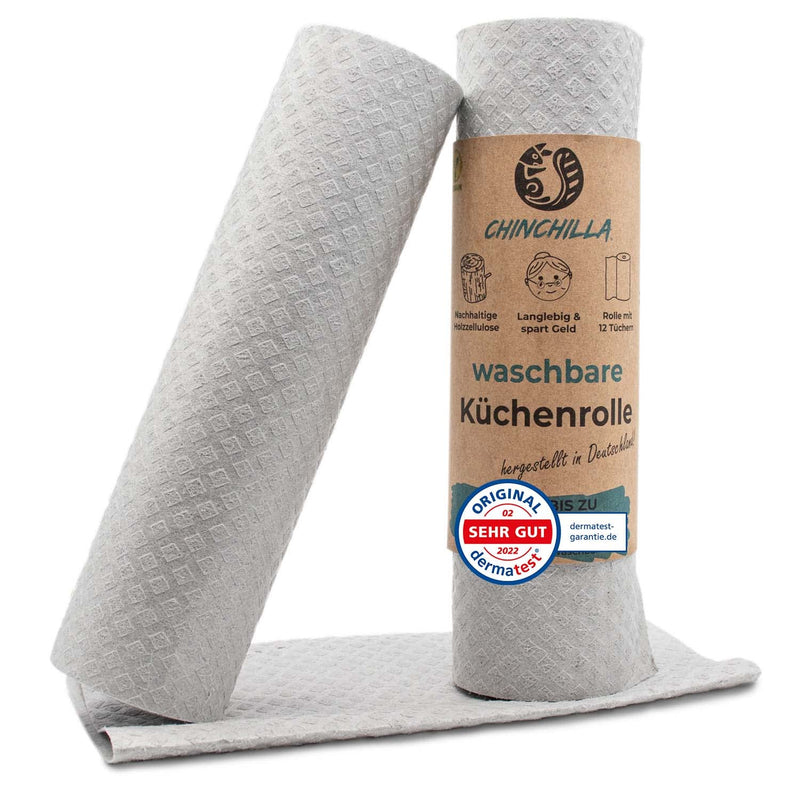 Chinchilla Washable Kitchen Roll | 12 Sustainable All-Purpose Wipes | Made In Germany | Sustainable Products & Zero Waste | Alternative Kitchen Roll | Reusable Gray Kitchen Towels, Highly Absorbent - NewNest Australia