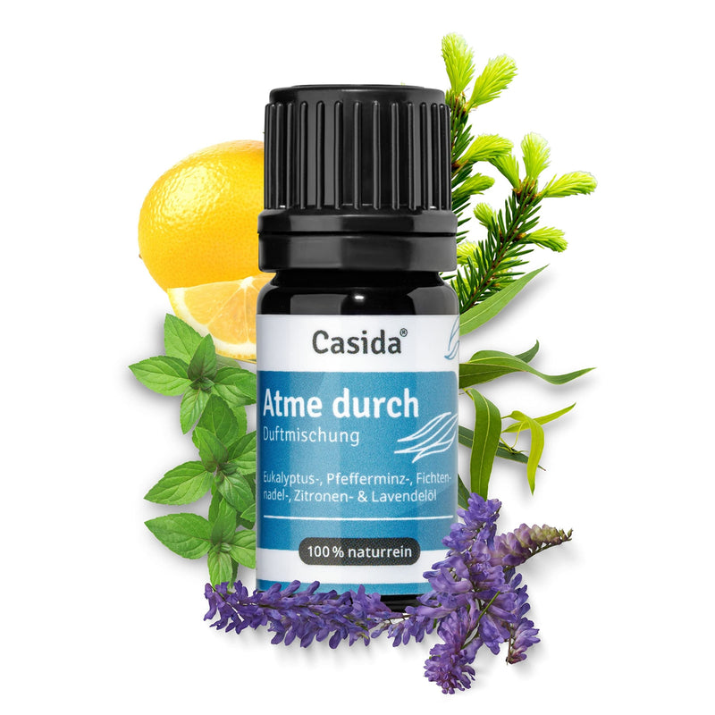 Casida Breathe Through Fragrance Blend Essential Oils With Eucalyptus Oil, Peppermint Oil, Spruce Needle Oil, Lemon Oil, Lavender Oil, Frees The Respiratory Tract - 5 Ml - From The Pharmacy - NewNest Australia
