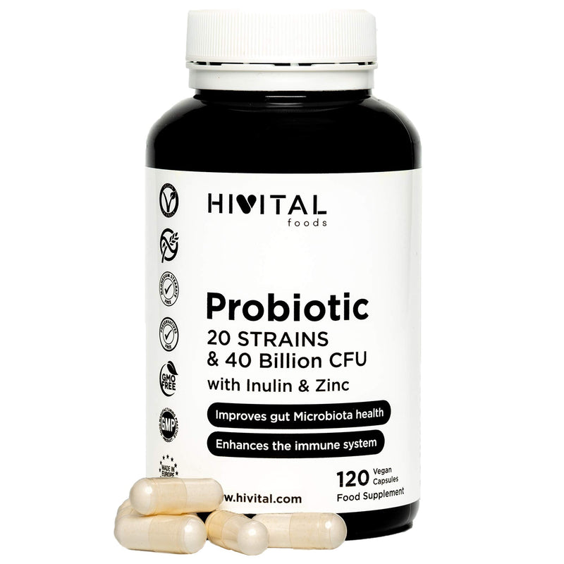 Probiotic 20 Bacterial Cultures 40 Billion Cfu With Inulin And Zinc 120 Vegan Capsules For 2 Months Probiotics To Support The Health Of The Gastrointestinal Tract And Immune System - NewNest Australia