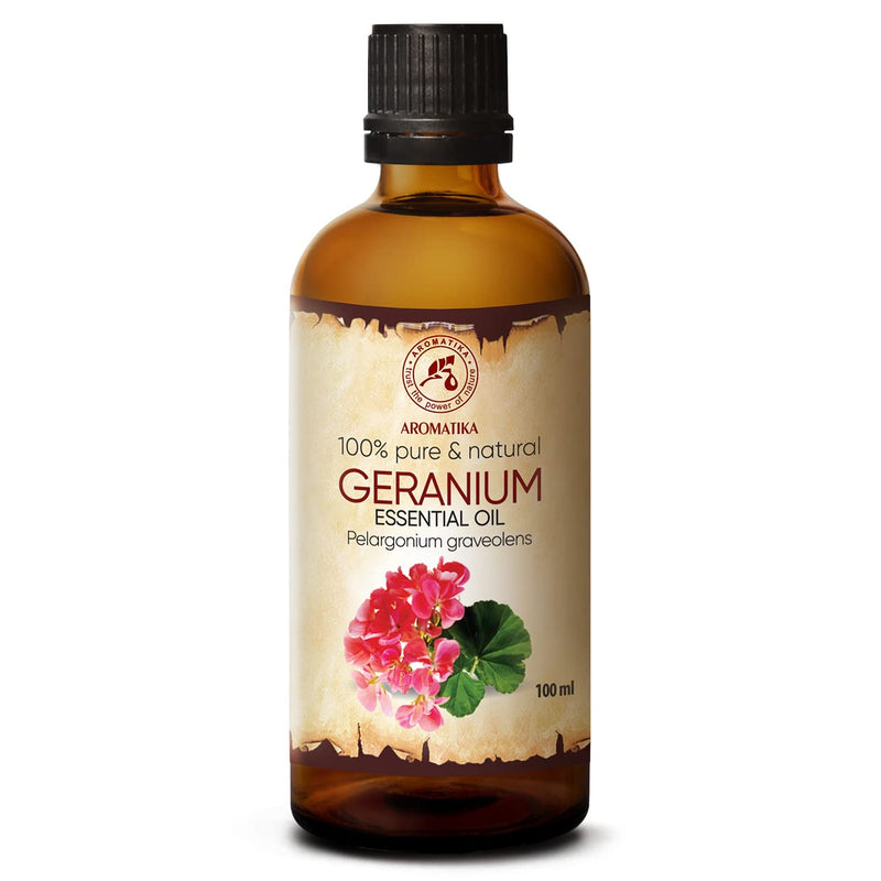 Geranium Essential Oil 100 Ml - Pelargonium Graveolens - Geranium Oil Bourbon - Pure Essential Oils For Hair & Skin Care - Aromatherapy - Oil Burner - Diffuser - Body Care - NewNest Australia
