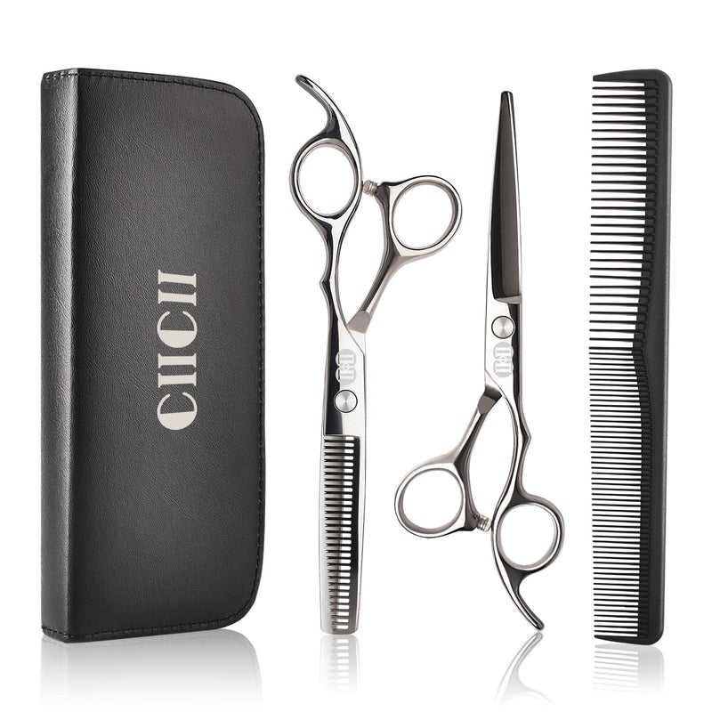 Hair Cutting Scissors, Ciicii Professional Hairdressing Scissors Set (Hair Scissors & Thinning Scissors) Hair Scissors Set For Men Women Pets Family Hairdresser Salon Silver Hair Scissors - NewNest Australia