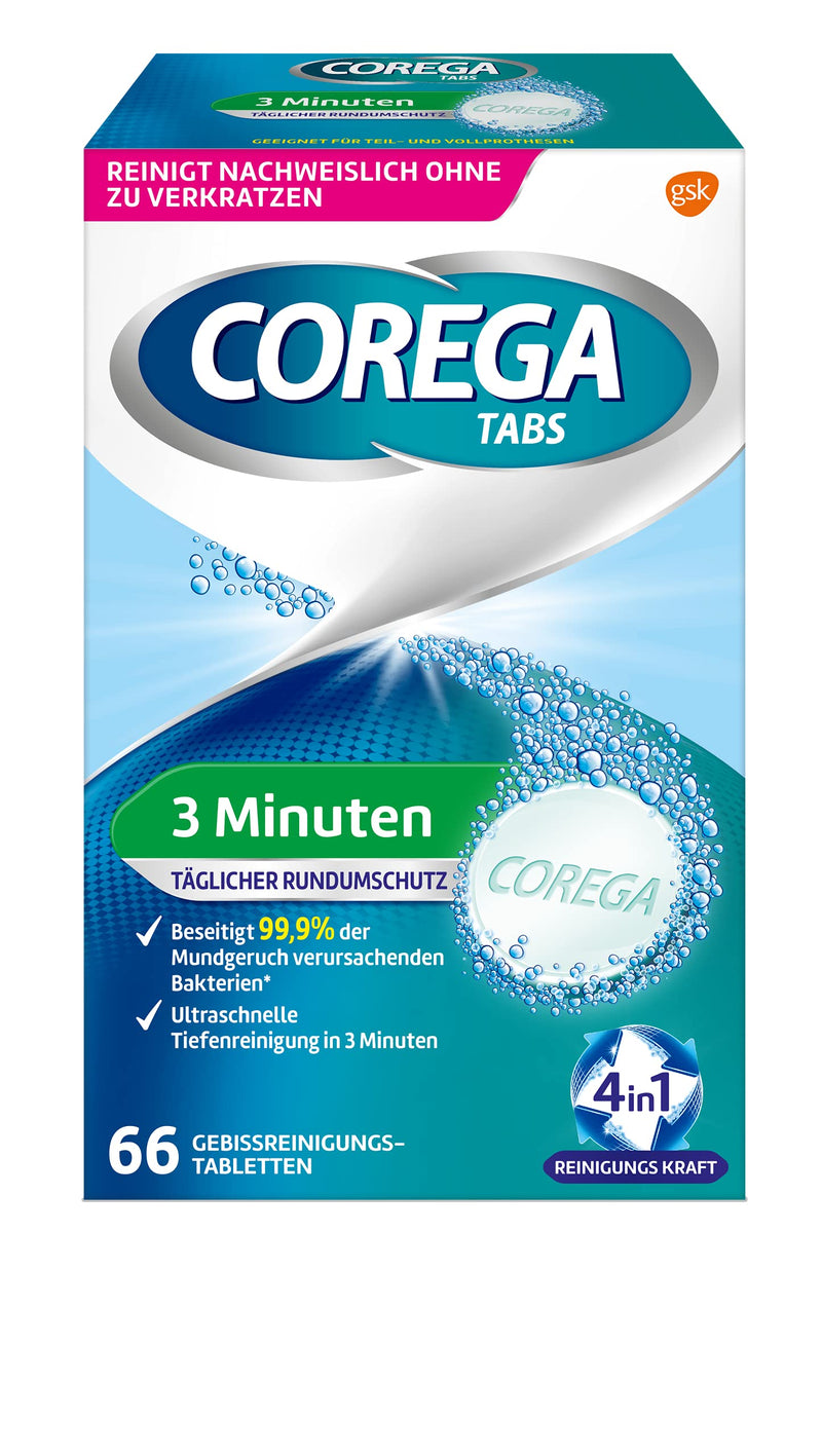 Corega cleaning TABS 3 minutes for removable dentures/third teeth, denture cleaning tablets, 1x66 - NewNest Australia