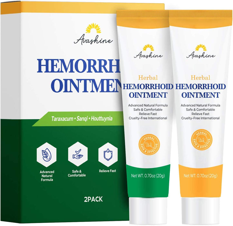 Avashine Chinese Herbal Hemorrhoid Cream Piles Treatment Ointment & Fissure Gel, Hemorrhoid Ointment, Shrinks Piles Relieves Pain Multi-Symptom Itching, Bleeding, Swelling, Burning Discomfort, 2 Tubes - NewNest Australia