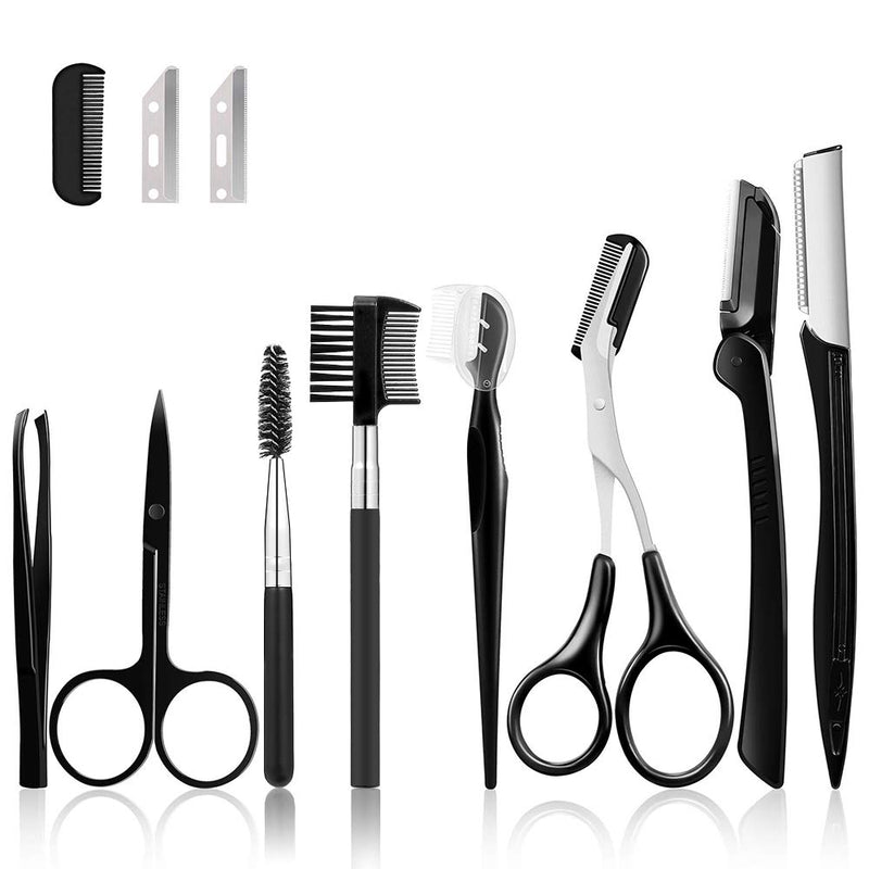 Smilcloud 11pcs Eyebrow Set Eyebrow Razor Eyebrow Scissors Eyebrow Tweezers Eyebrow Comb Eyebrow Brush for Women and Men - NewNest Australia