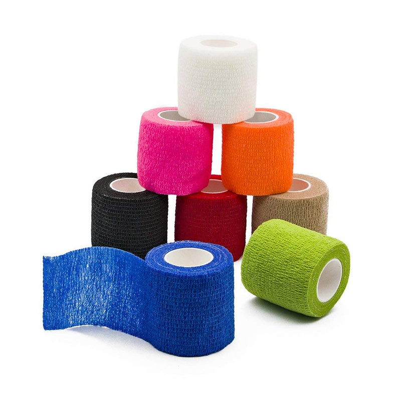 Qigui Pack Of 8 Self-Adhesive Cohesive Bandage Plaster Bandage Finger Plasters Adhesive Bandage Bandage Fixing Bandage Elastic Bandage For Fingers, Hand, Toes And Feet 8 Colors 5 Cm X 4.5 M - NewNest Australia