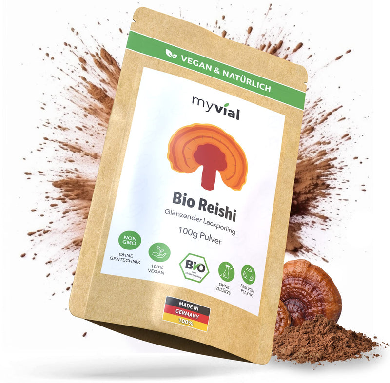 Myvial Organic Reishi Capsules Pack Of 120 Vegan 60 Days Supply 400 Mg Per Capsule - Natural Reishi Mushroom 100% Vegetable Plastic-Free Packaging - Ganoderma Lucidum Shiny Lacquer Porling - NewNest Australia