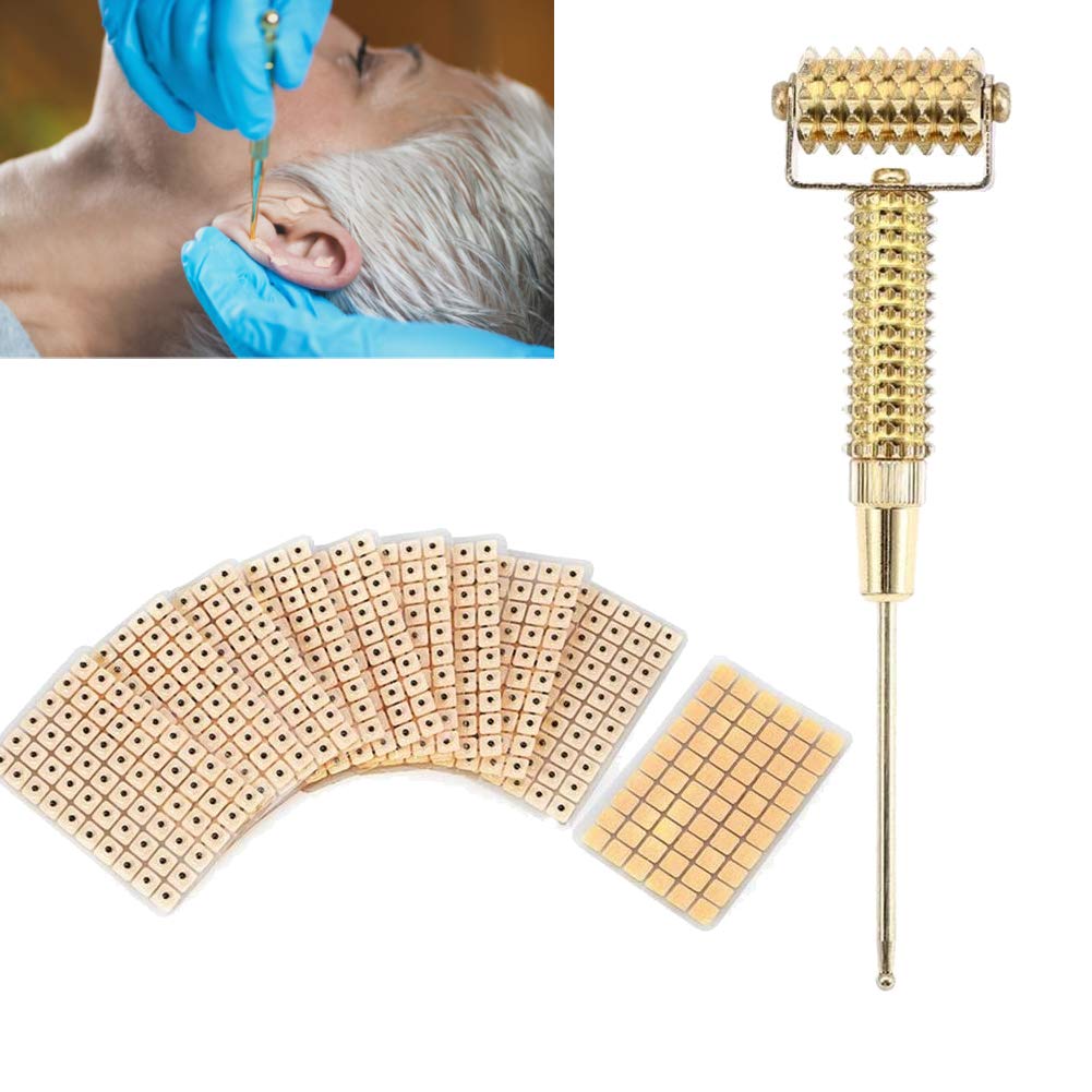 Acupuncture Points Probe Ear Detector Acupuncture Points Spring Needle Massage Roller With Ear Beads Magnetic Acupressure Acupuncture Pen Meridian Massage (Golden) - NewNest Australia