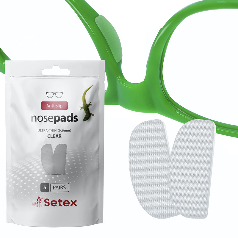 Setex Gecko Grip Anti-Slip Nose Pads for Glasses (5 Clear Pairs), Micro-Textured Fibers, Ultra Strong Grip, Self-Adhesive Pads 5 Clear Pairs - NewNest Australia