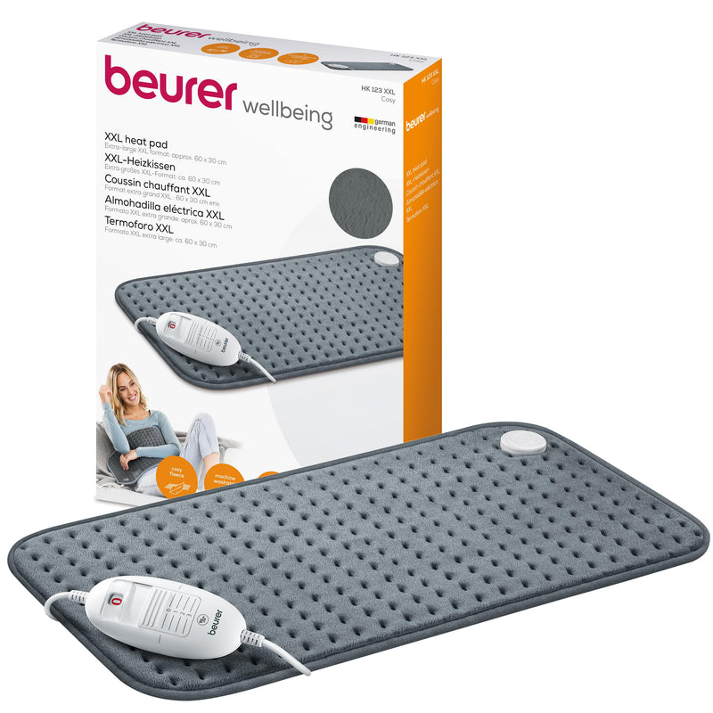 Beurer HK 123 heating pad, cozy heating pad with 3 temperature levels and automatic switch-off, machine washable, gray, XXL format 60 x 30 cm - NewNest Australia