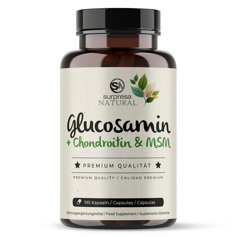 Surpresa Natural® Glucosamine, Chondroitin & MSM high dose 4500 mg daily dose, 1 month supply Laboratory tested, 195 capsules Glucosamine + Chondroitin & MSM 195 pieces (pack of 1) - NewNest Australia
