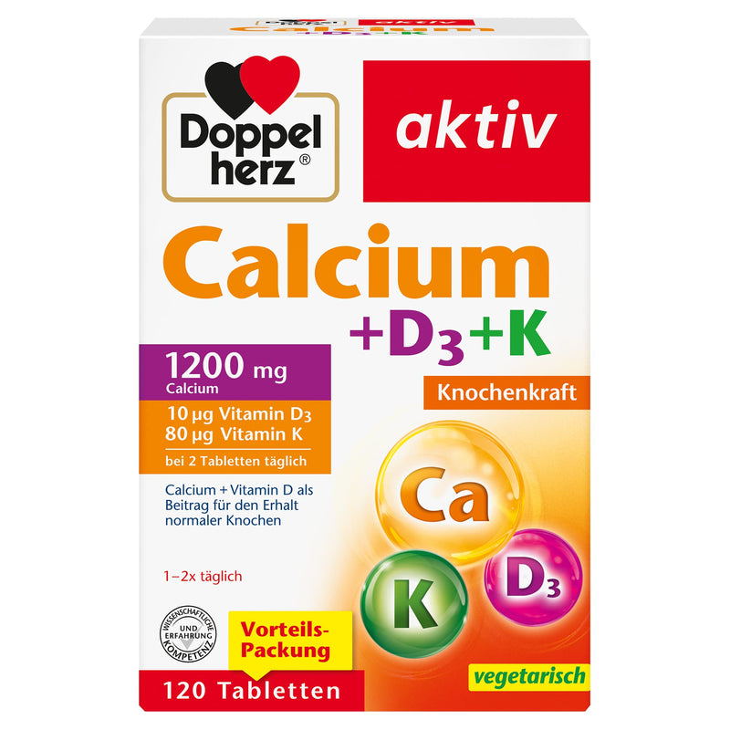 Doppelherz Calcium + Vitamin D3 – With calcium and vitamin K as a contribution to normal bone maintenance – 120 tablets single - NewNest Australia