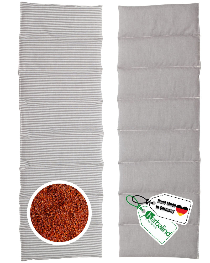 HERBALIND 8-chamber grain pillow shoulder neck 60x20 cm in stripes/gray - heat pillow microwave 100% cotton OEKO TEX - cuddly thanks to rapeseed, rapeseed filling pillow for stomach back 60x20 cm (pack of 1) 8-chamber / rapeseed / gray - NewNest Australia