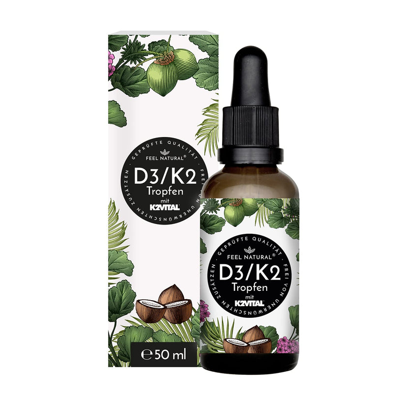 Vitamin D3/K2 drops (50 ml) - 1000IE vitamin D3 per drop - top raw material K2VITAL® with 99.7% All-Trans-MK-7 - laboratory tested, high dosage, without additives, produced in Germany - NewNest Australia
