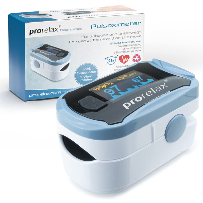 Prorelax Pulse Oximeter | For Self-Control Of Heart Frequency, Pulse Frequency And Arterial Oxygen Saturation | Easy Measurement On Fingers | Led Display With Large Digits - NewNest Australia