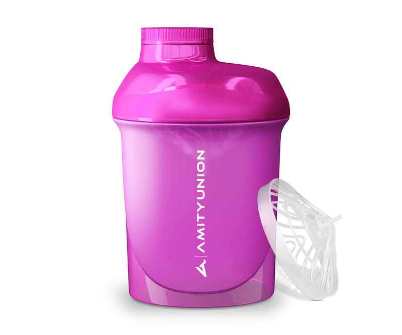 Women's protein shaker 400 ml Pink Deluxe - ORIGINAL AMITYUNION - protein shaker leak-proof - BPA free with sieve, scale for creamy whey shakes, gym fitness cup for isolates and sports concentrates - NewNest Australia