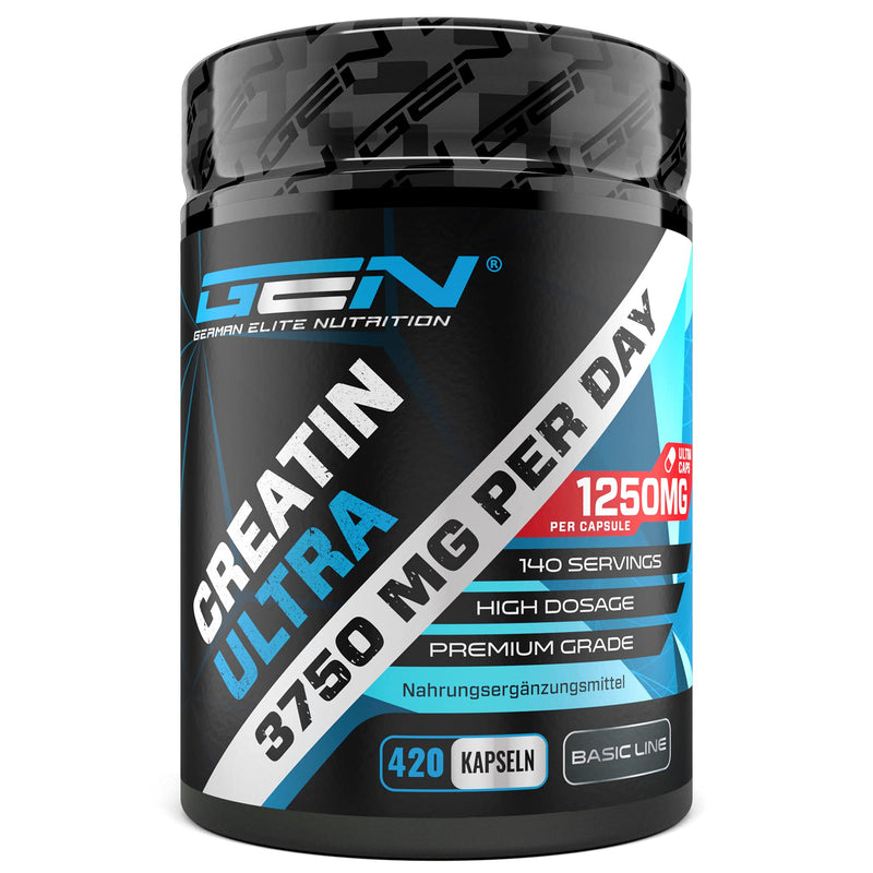 Creatine Ultra Caps ‚ 420 Capsules With 1250 Mg Of Pure Creatine Monohydrate ‚ Premium: Ultra Fine + Mesh Factor Of 200 ‚ High Dose ‚ Laboratory Tested - NewNest Australia