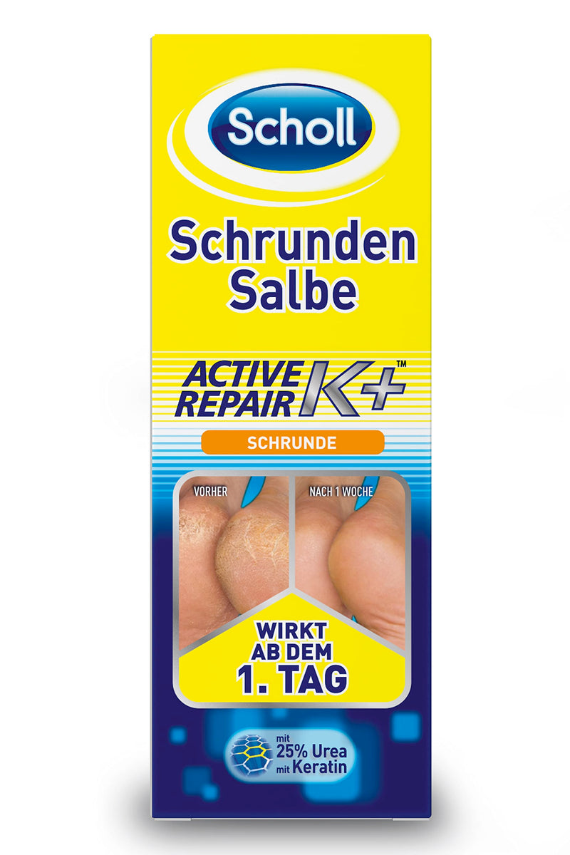 Scholl Cracked Ointment Active Repair K+, 25 ml - with 25% urea and with keratin - regenerates skin damage - against dry and cracked heels - works from the 1st day 25 ml (pack of 1) - NewNest Australia