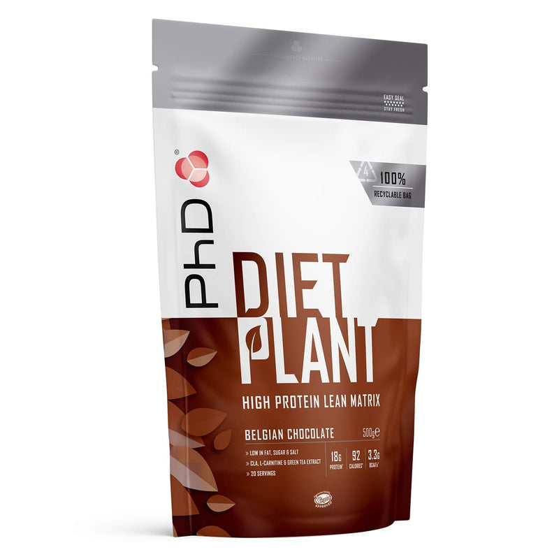 Phd Nutrition Diet Plant Vegan Protein Powder, Vegetable Protein With High Protein Content, Vegan Protein Powder, Belgian Chocolate, 18 G Protein, 20 Servings Per 500 G Bag - NewNest Australia