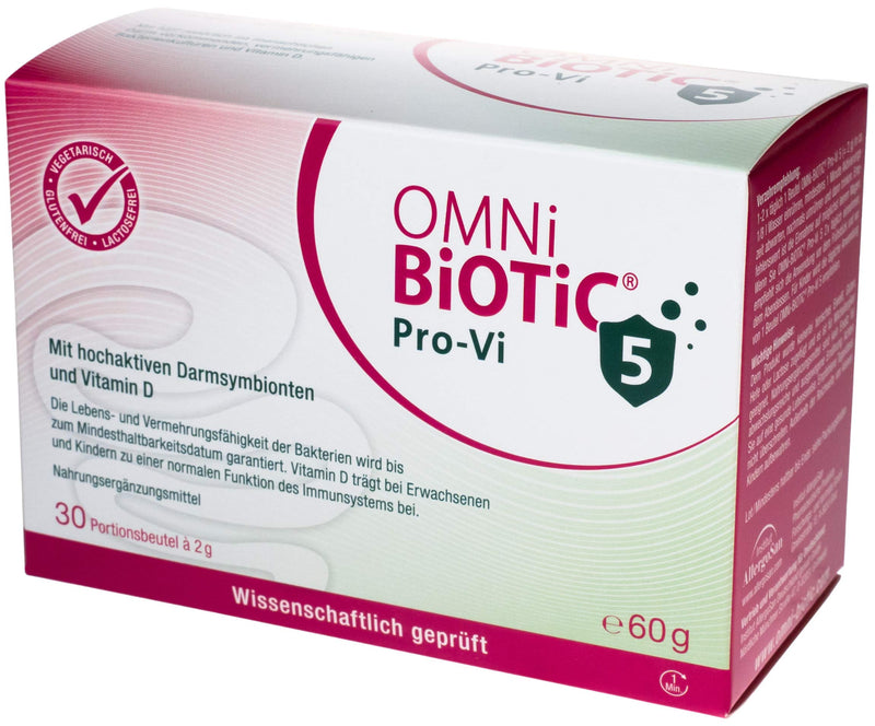 OMNi BiOTiC Pro-Vi 5 | 30 servings | 5 bacterial strains | 10 billion germs per daily dose | powder | With vitamin D | Vegetarian | For daily use | With bacteria for the intestinal flora 30 portions (pack of 1) - NewNest Australia