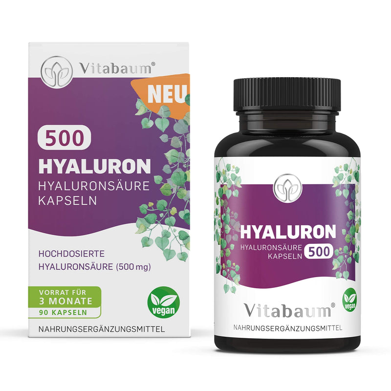 Vitabaum Hyaluron 500 Vegan 90 Capsules, Brown/transparent, 56 G ...