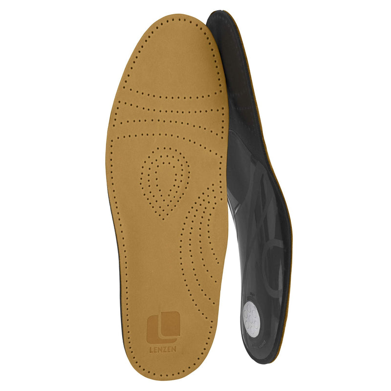 Lenzen 1 pair of Prestige footbed insoles made of high-quality leather I orthopedic shoe insoles with metatarsal support, heel pad and activated carbon beige 45 - NewNest Australia