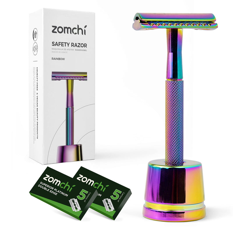 Double Edge Razor for Women with Stand, Women's Razor, Elegant Women's Razor with Delicate Box, Fits All Double Edge Razor Blades (Rainbow) Rainbow With Stand - NewNest Australia