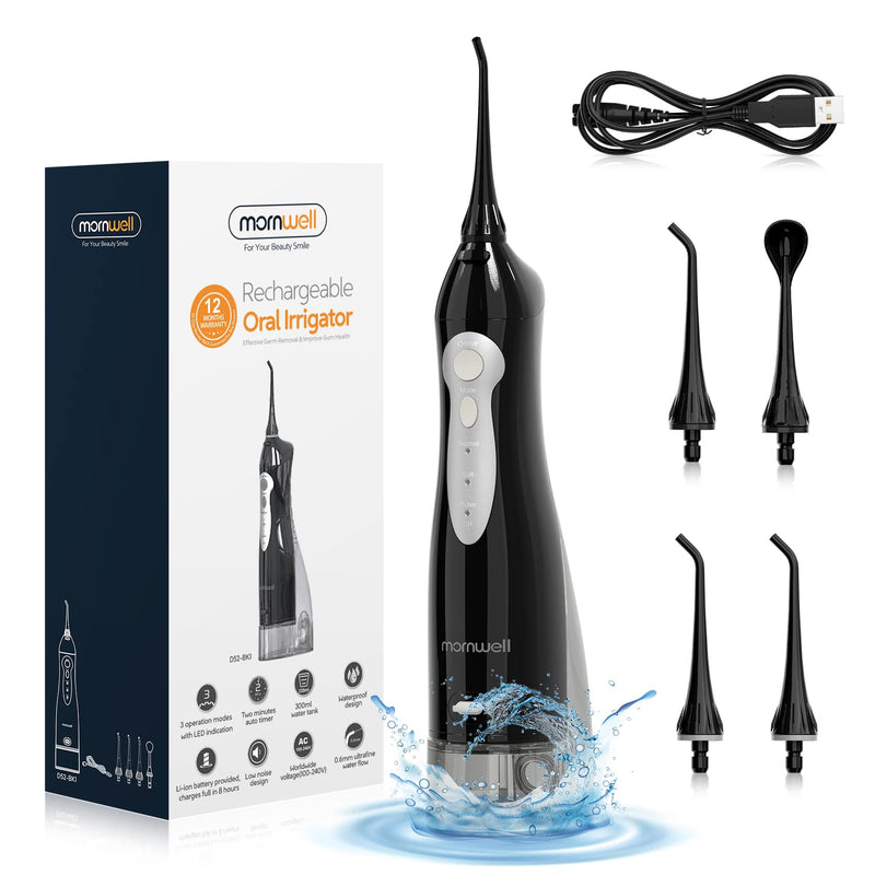Mornwell Wireless Oral Irrigator 330 Ml Interdental Cleaner Electric Water Flosser Dental Shower 3 Modes And 4 Nozzles Ipx7 Waterproof And Usb Rechargeable For Travel And Homful - NewNest Australia